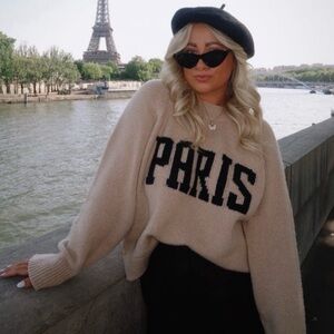 ANINE BING Paris Kendrick University Tan Cashmere Sweater XS